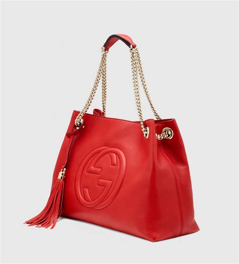 bags gucci rojos|Gucci leather shoulder bag.